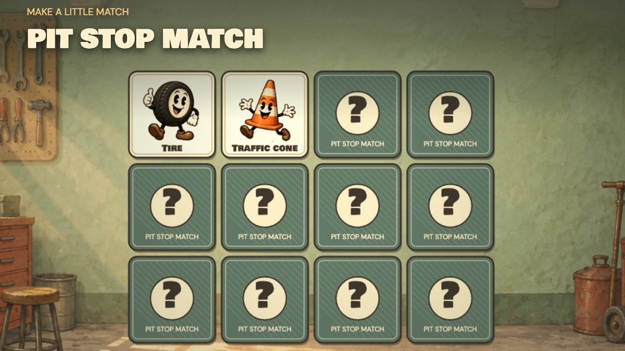 Pit Stop Match playable cartoon game